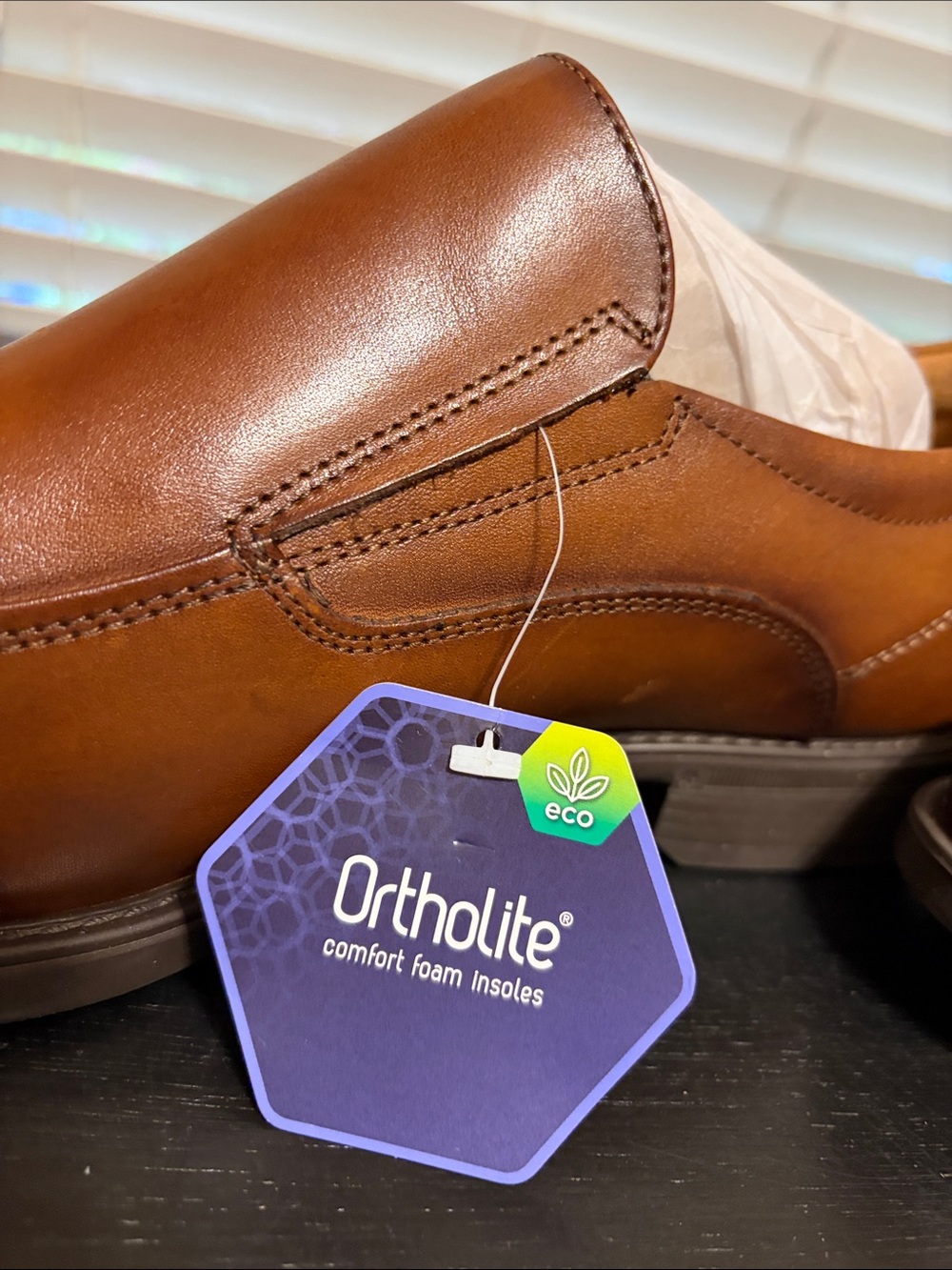 Florsheim Tan Leather Slip-On Loafers - Picture 2 of 6